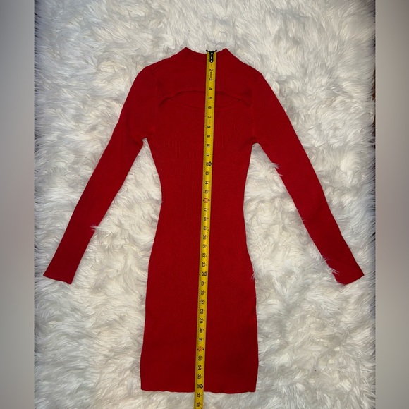 PLANET GOLD Womens Red Cut Out Long Sleeve
Turtle Neck Short Evening Body - Picture 3 of 14